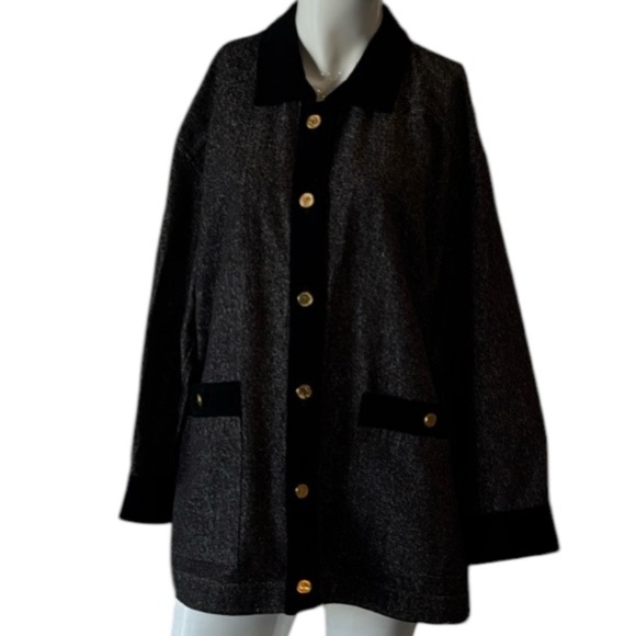 Escada By Margaretha Ley Black Silk & Velvet Trim Jacket Size 34 - Picture 6 of 12